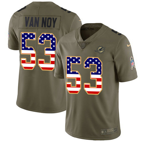 Nike Miami Dolphins 53 Kyle Van Noy Olive USA Flag Youth Stitched NFL Limited 2017 Salute To Service Jersey